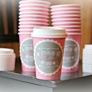 HOT COCOA CUPS, Girl Winter ONEderland, Winter Wonderland, 1st Birthday Party, Hot Chocolate Cups, Hot Chocolate Bar