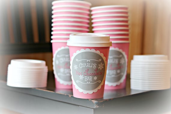 HOT COCOA CUPS, Girl Winter ONEderland, Winter Wonderland, 1st Birthday Party, Hot Chocolate Cups, Hot Chocolate Bar Il_570xn