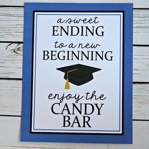 Graduation Candy Buffet, Candy Bar Sign, Grad Candy Bar, Graduation Food Labels, Graduation Supplies, Class of 2023, Royal Blue