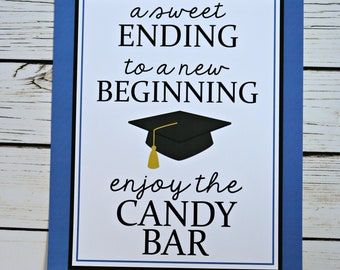 Graduation Candy Buffet, Candy Bar Sign, Grad Candy Bar, Graduation Food Labels, Graduation Supplies, Class of 2023, Royal Blue