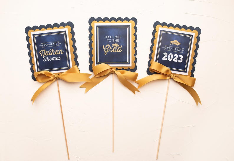 Graduation Procession Stick Centerpiece Sticks for Graduation Party, Set of 3, YOU CHOOSE COLORS ...