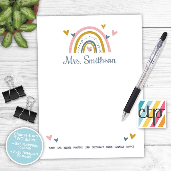 Teacher Notepad, Personalized Notepad, Teacher Appreciation Gift, Teacher Gifts,