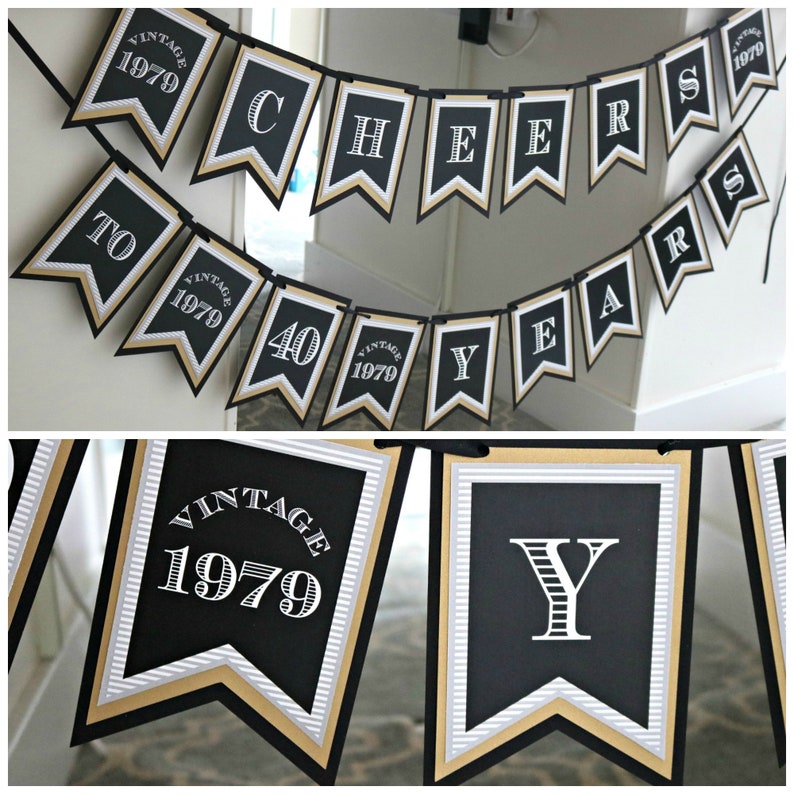 Cheers To 40 Years Banner 40th Birthday Party Banner Etsy