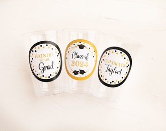 Graduation Party Cups, Personalized Plastic Cups, Custom Party Cups, Class of 2024, Daughter Graduation, ANY SCHOOL COLORS!