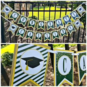 GRADUATION PARTY DECORATIONS, Graduation Centerpiece. Custom Graduation Decor. Grad Centerpiece. Grad Decor, Green and Yellow 画像 4