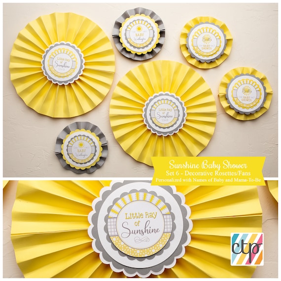 Sunshine Baby Shower, Sunshine Baby Decorations, Paper Fans, Backdrop