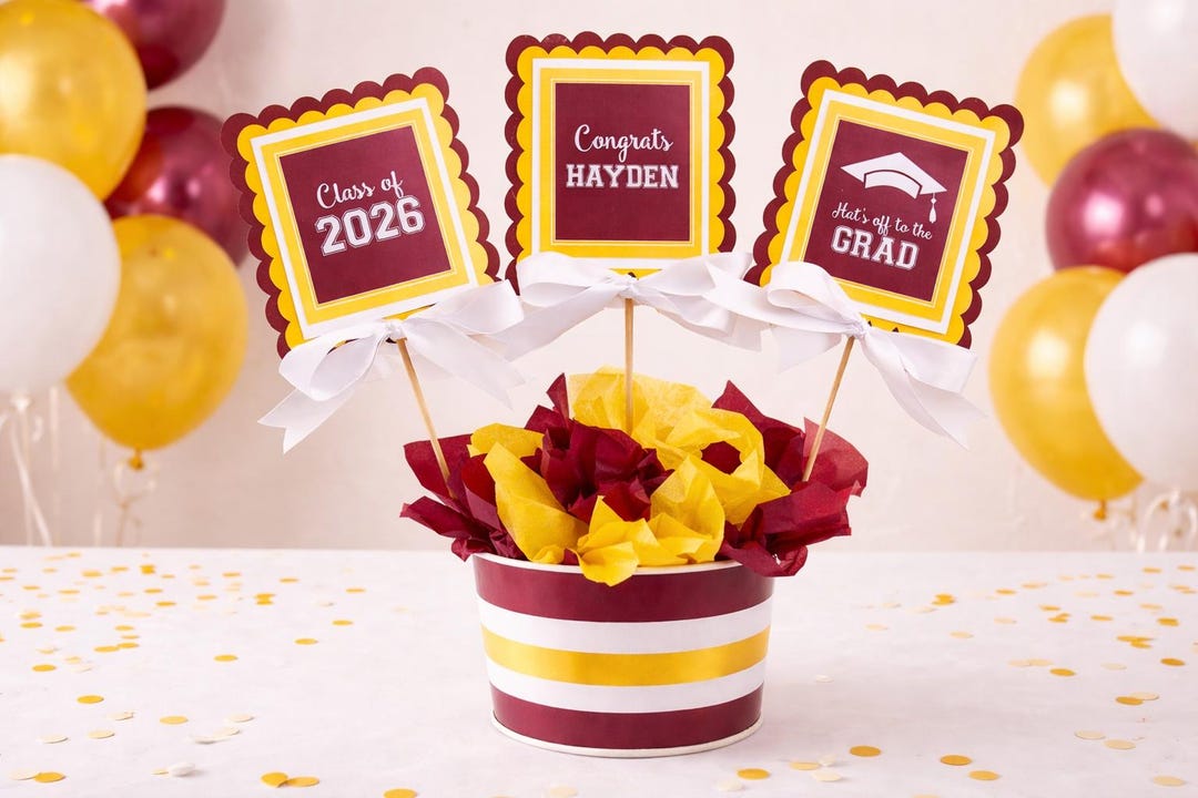 Graduation Procession Stick Centerpiece Sticks for Graduation Party, Set of 3, YOU CHOOSE COLORS ...