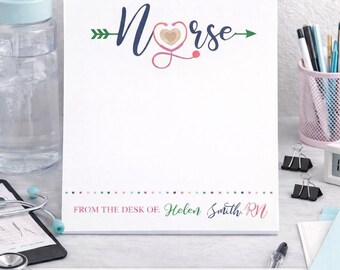 Personalized Nurse Notepad, Custom RN Stationery, Nursing Graduation Present, Medical Office Desk Pad