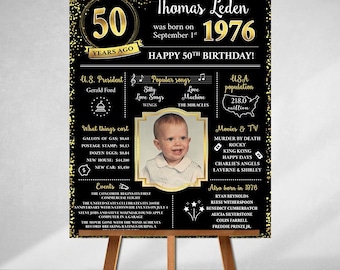 PRINTED 50th birthday poster, Back in 1976, What Happened in 1976, 50th Birthday Decorations, 50th Party Decor, Vintage 1976