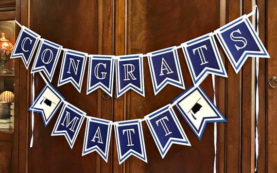 Graduation Banner, Graduation Party Decorations, Congrats Grad Banner, Class of 2019, School Colors Il_570xn