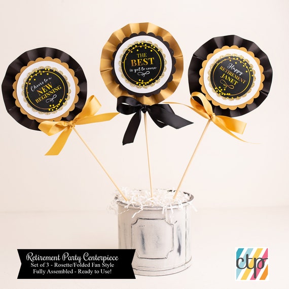 Retirement Party Decorations, Personalized Centerpiece Sticks