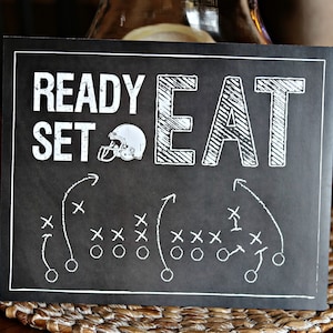 READY SET EAT, Football Birthday Party Decorations, Printed Sign, All Star Sports, Boy Birthday, Sports Birthday, Sports Party Decor