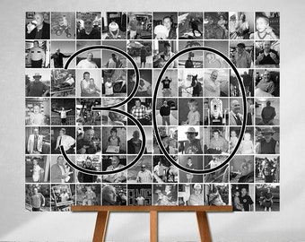 Personalized 30th Birthday Gift, Number Photo Collage, 30th Party Decoration, Picture Collage, Custom Made from your Photographs!