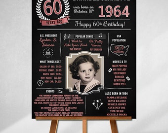 60th Birthday Sign, Born in 1964, 60th Birthday Decorations, Personalized Gift, Daughter Gift,