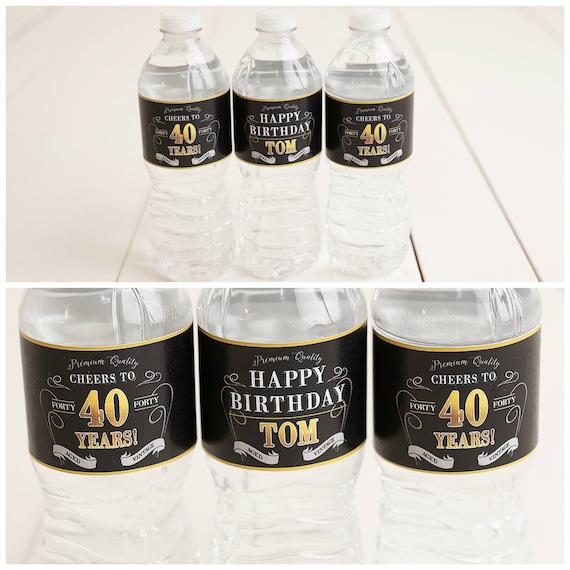 40th Birthday Party Water Bottle Labels Self Stick Milestone