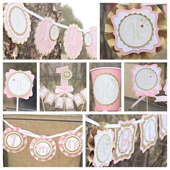 Pink And Gold 1st Birthday Party Decorations Girl 1st Birthday