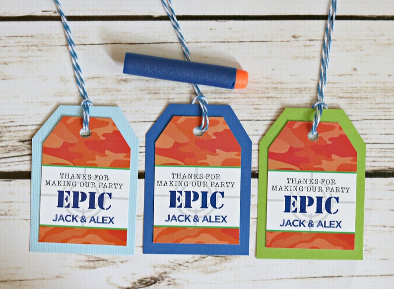 Dart Wars Birthday Party Favor Tags Dart Gun Decorations Epic Etsy