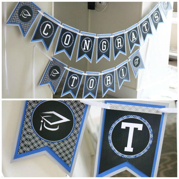 Graduation Banner, Graduation Party Decorations, Congratulations Grad Banner, Congrats Grad Banner, Class of 2020, Blue and Black Il_570xn