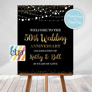50th anniversary sign, Anniversary Printable, Printed Welcome Sign, 50th Anniversary decoration, Wedding Anniversary, Golden Anniversary
