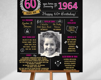 60th Birthday Sign, Born in 1964, Custom Sign, Birthday Gifts, Personalized Gift, Gifts for Mom,