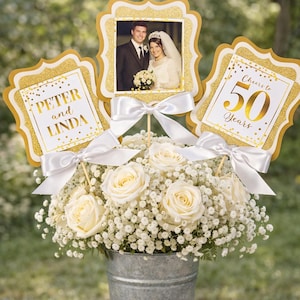 50th Wedding Anniversary Table Centerpiece, Set of 3 - Fully Assembled!