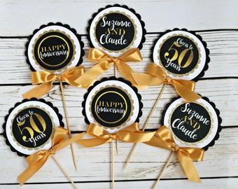 GOLDEN ANNIVERSARY 50th Anniversary Party Decorations Anniversary Centerpiece 50th Wedding Anniversary Golden Years Black and Gold