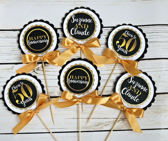 3 Pack 50th Birthday Decorations, Black and Gold 50th Anniversary