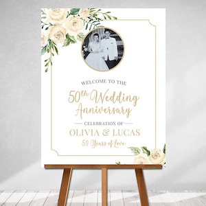 50th Anniversary Sign, Anniversary Printable, Printed Welcome Sign ...