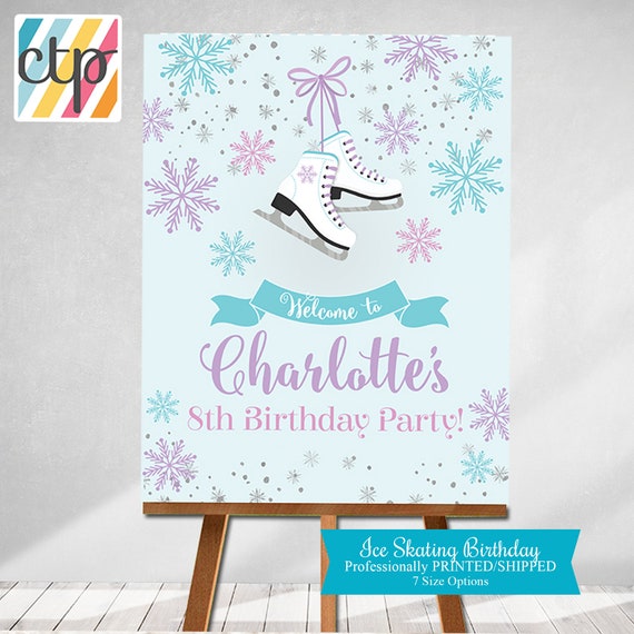Girl Ice Skating Birthday Sign, Birthday Decorations, Daughter