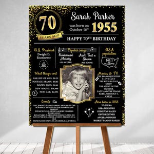 Printed 70th Birthday Poster, Personalized Gift, Year You Were Born, Born in 1955, 70s, Gift for Mom,
