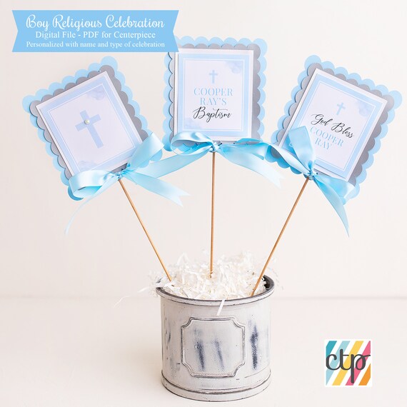 Printable, Digital Download, Cross Centerpiece, Centerpieces, Baptism Decorations, Son, Il_570xn
