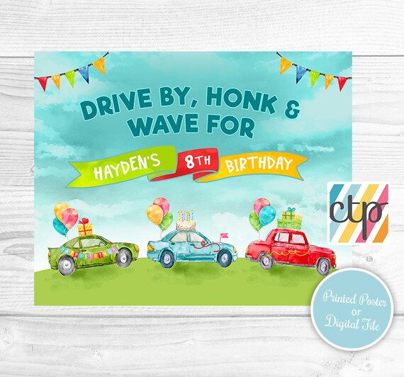Drive By Birthday Parade Poster, Digital File, Printable, Printed Poster, Quarantine Birthday, Social Distance, Parade Birthday Il_570xn