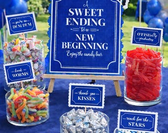 Candy Bar Sign and Candy Picks for Graduation Party - 7 Size Options - You Choose Colors!