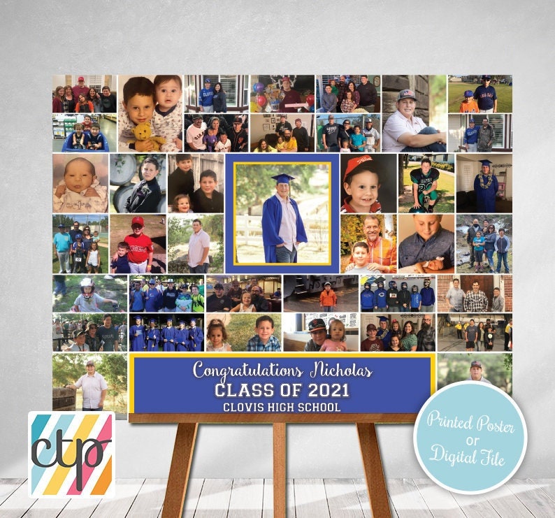 Personalized Graduation Gift, Grad Photo Collage, Class of 2024 Party Decoration, Picture Collage, Custom Made from your Photographs image 5