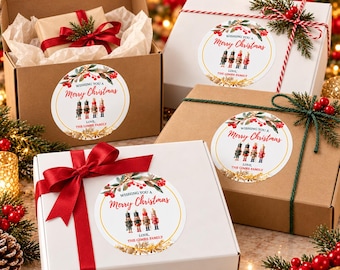 Personalized NutcracPersonalized Christmas Gift Box Stickers, Nutcracker Holiday Care Package Labels