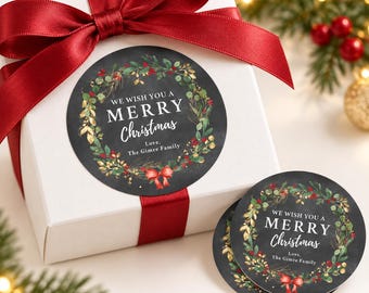 Personalized Christmas Gift Stickers, Custom Family Labels for Treat Bags and Boxes