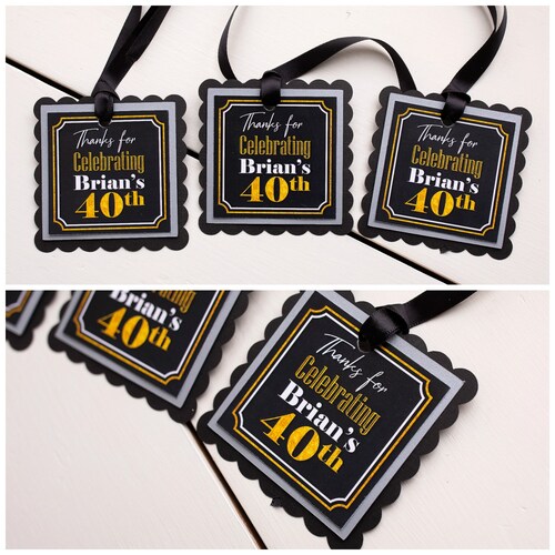Cheers to 40 Years Tags:40th Birthday Party Favor Tags Black - Etsy