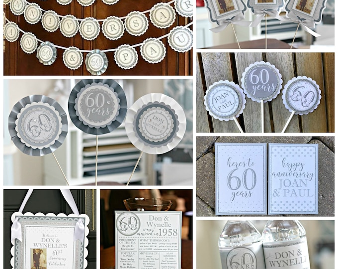 DIAMOND JUBILEE DECORATIONS 60th Wedding Anniversary Banner Etsy