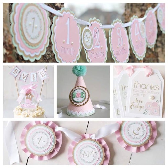 Shabby Chic Birthday Party Decorations Girl 1st Birthday Etsy