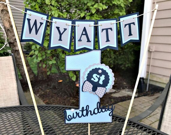 Little Man Birthday Bowtie Party Mustache Bash Cake Topper Smash