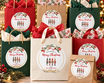 Personalized Nutcracker Christmas Stickers for Neighbor, Teacher and Holiday Gift Bags