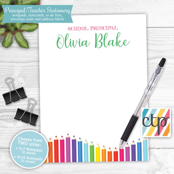 Teacher Notepad, Personalized Notepad, Teacher Appreciation Gift, Principal Gift, Il_570xn