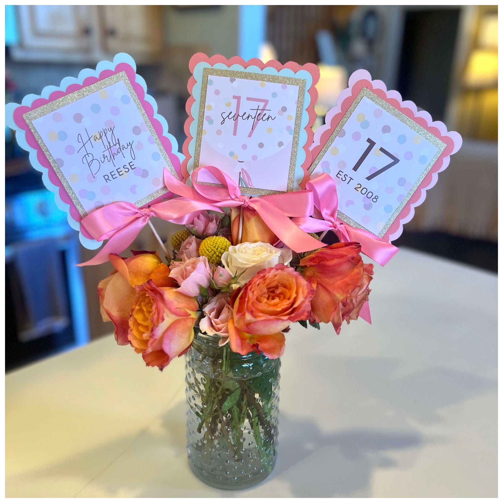 Big Dot Of Happiness 13th Pink Rose Gold Birthday Centerpiece Sticks - Set Of 15 Table Toppers - View #7