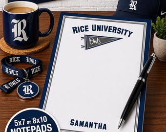 College Notepad - Personalized with Name, University Name, Mascot and Colors!