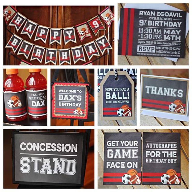 BOY SPORTS BIRTHDAY Party Decorations Sport Drink labels Energy Drink All Sports Football basketball baseball soccer image 6