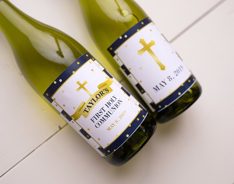 Wine Bottle Stickers Wine Labels First Communion Decoration Etsy