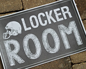 LOCKER ROOM Football Party decorations Sports Birthday Chalkboard Printed Signs Football Birthday Boy Birthday Party