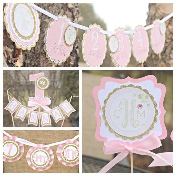 Pink And Gold 1st Birthday Party Decorations Girl 1st