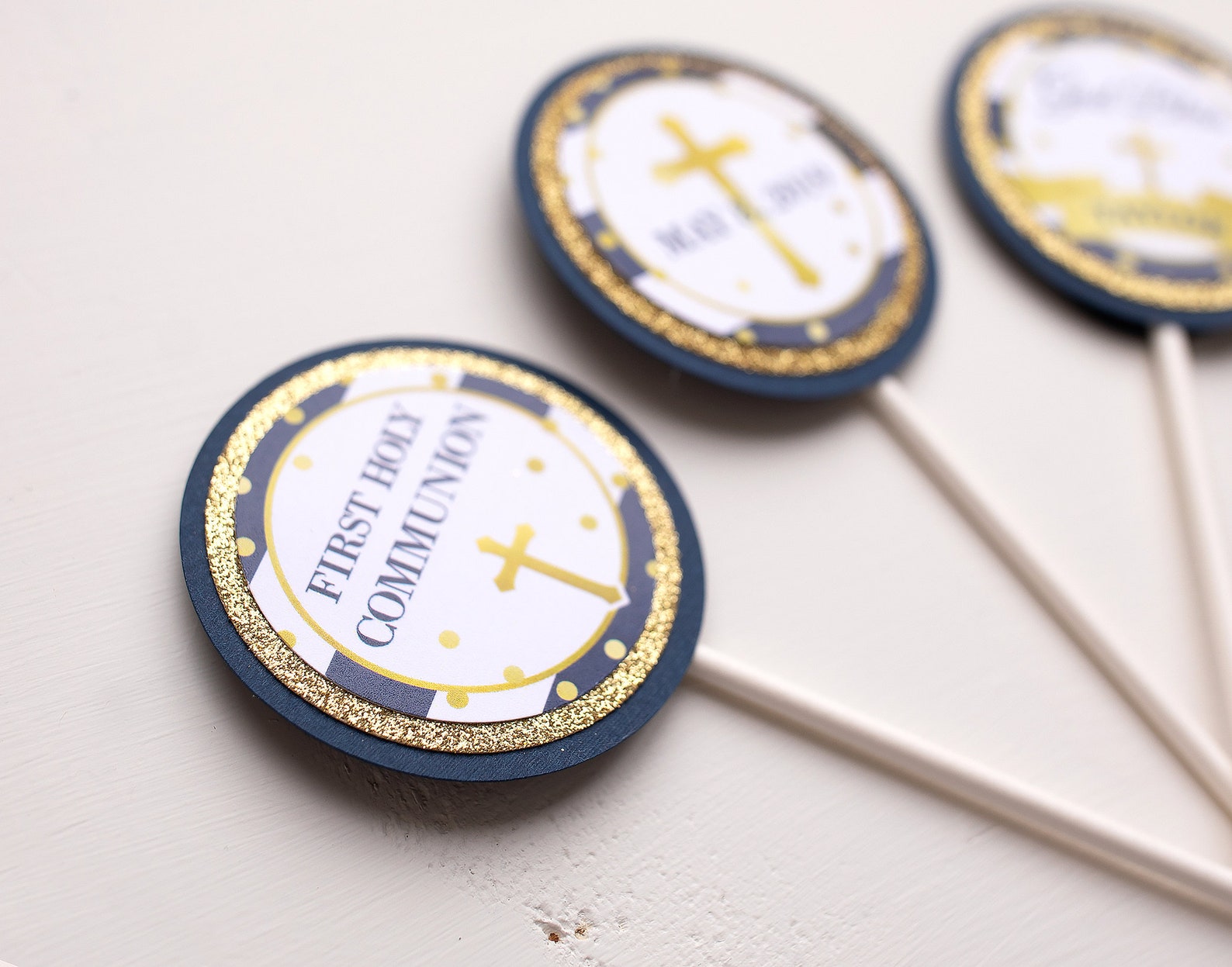 Baptism Cupcake Toppers Baptism Decorations Son Etsy