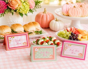 Little Pumpkin Food Tents, Personalized Buffet Food Labels